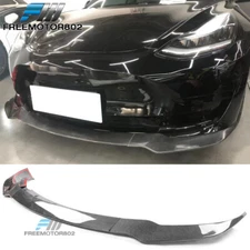 Fits 17-23 Tesla Model 3 Track Pack Gloss Black Front Bumper Lip - Carbon Fiber