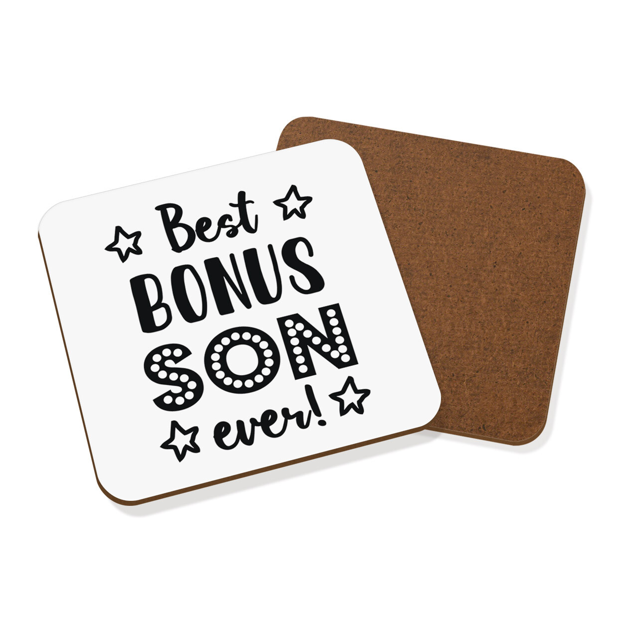 Best Bonus Son Ever Coaster Drinks Mat Funny Joke Step Family Love Child