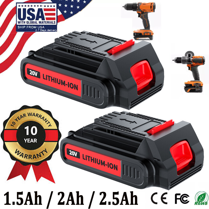 Black and Decker 20V MAX LBXR20 LBX20 LB20 1.5Ah 2Ah Lithium Battery Replacement