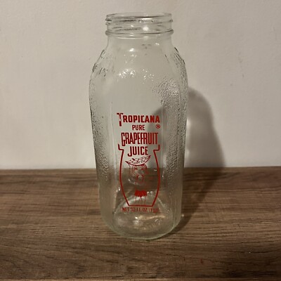 Vintage Tropicana Grapefruit Juice Glass Bottle Home Decor Collectible 32oz