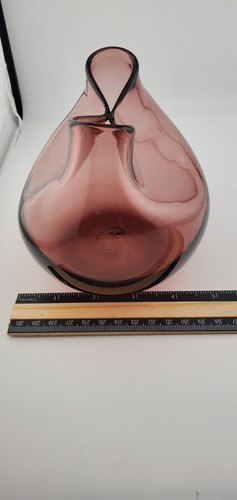 Blenko?Art Glass Vase Pinched Amethyst Purple Rose MCM Pontil Mark - Picture 17 of 17