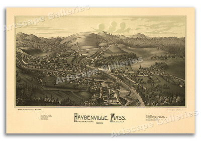 Haydenville Massachusetts 1886 Historic Panoramic Town Map - 20x30