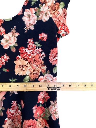 Floral Skater Dress Iris Size Womens XL Navy Blue and Pink Flowers - Picture 6 of 9