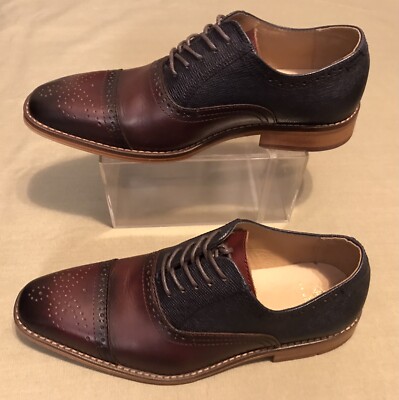 La Milano Weston Shoes Mens 10.5‎ Burgundy Navy Leather Dress Oxford Classic La Milano Mens Weston Burgundy Leather Dress Lace Up Oxford  main image 4