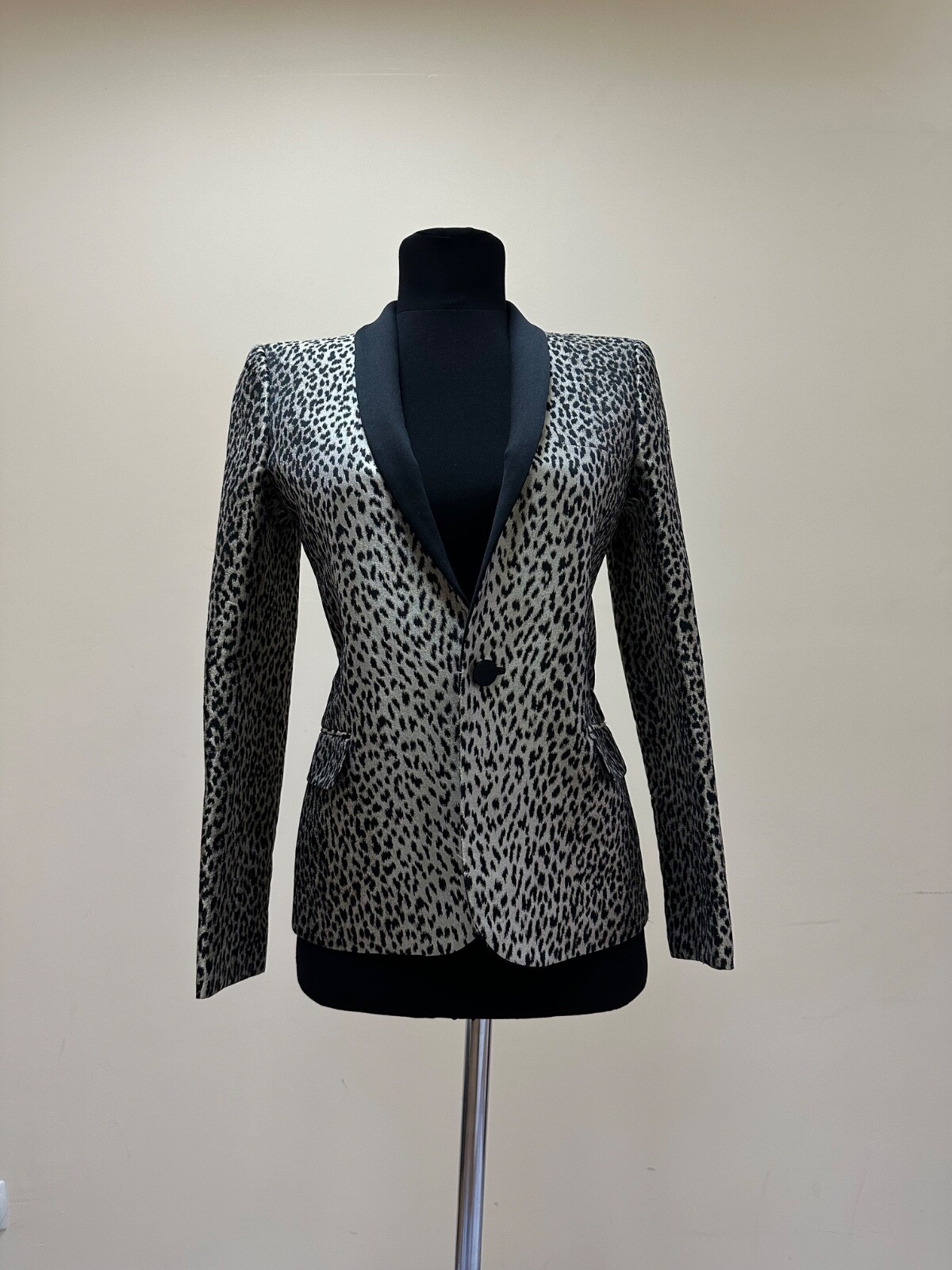Giacca blazer donna 1550$ Saint Laurent Paris SS14 leopardata gatto bambino taglia 36
