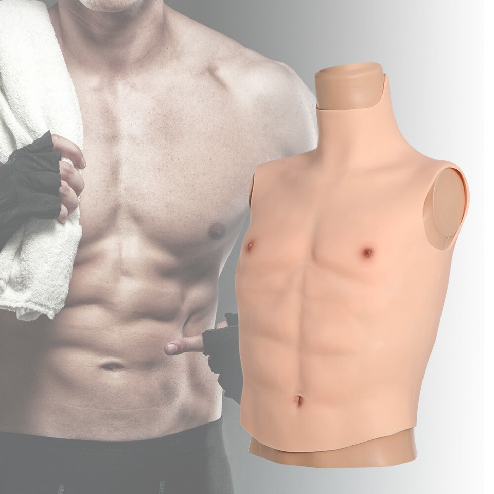 Realistic Silicone Man Muscle Chest Abdominal Fake Muscle Suit For ...
