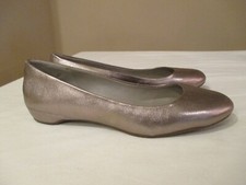 Ecco Womens Shoes Ballet Flats Silver EU 37 Round Toe Comfort Metallic