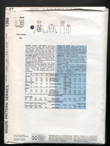 Lot 4 Vogue American Designer Blass Klein Picone Sayres Sewing Patterns Size 14 - Picture 2 of 7