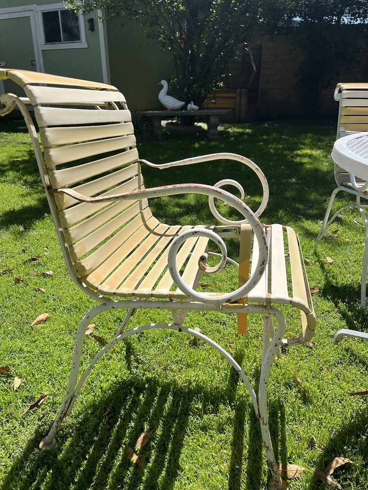 Brown & Jordan Vintage Solid Wrought Iron 5 Pc Set w/ Vinyl Straps. - Image 2 of 4