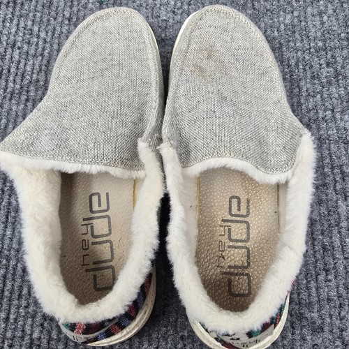 Größe 7 Hey Dude Wendy Funk Damen-Slipper Wolle aztekisch grau Kunstfell gefüttert Freizeit - Bild 4 von 13