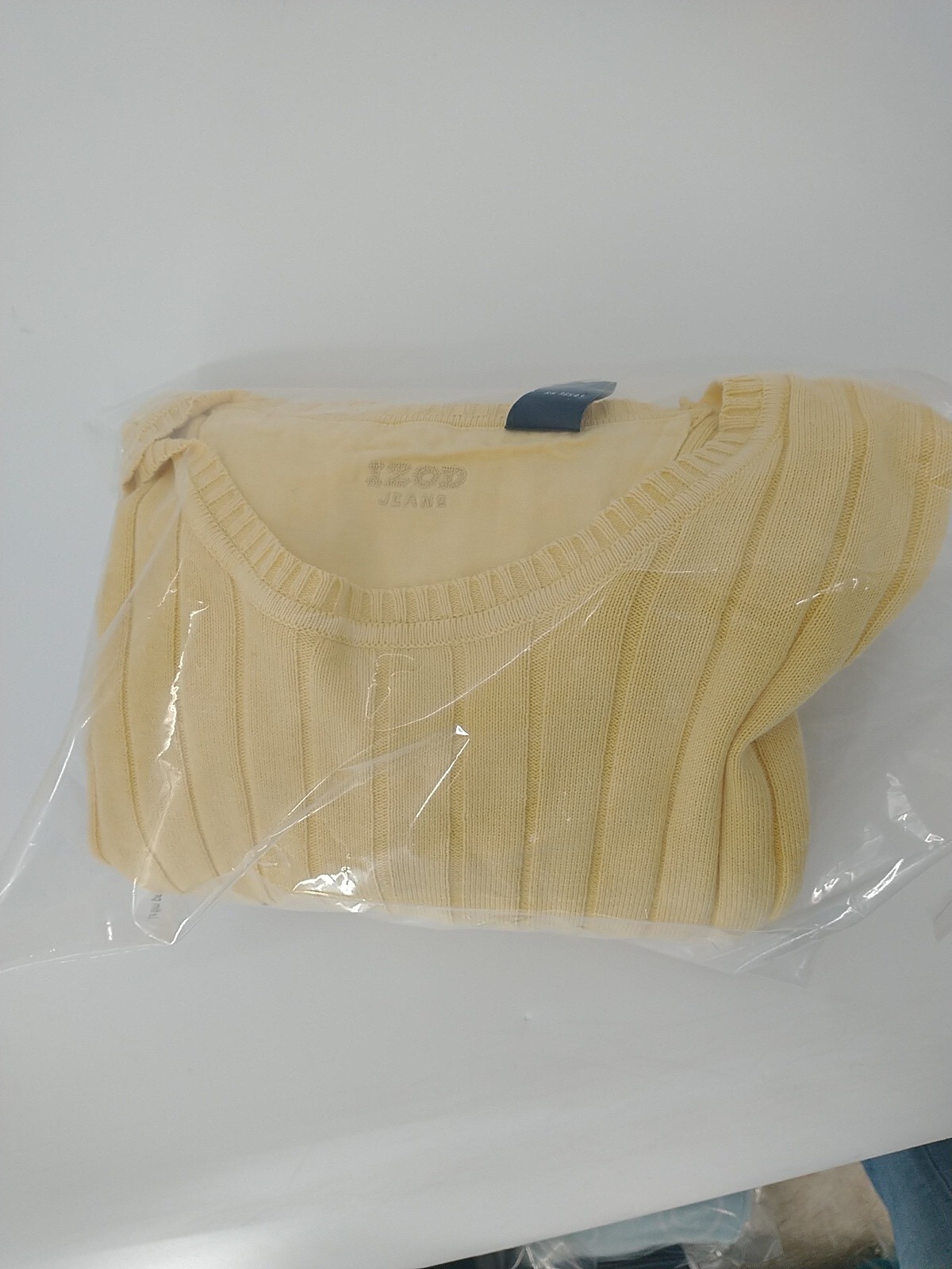 VTG IZOD Jeans Mens Pullover Ribbed Sage Yellow Sweater XL