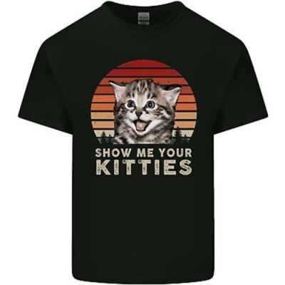 Show Me Your Kitties Funny Cat Herren Baumwoll T-Shirt Tee Top Gildan 5000