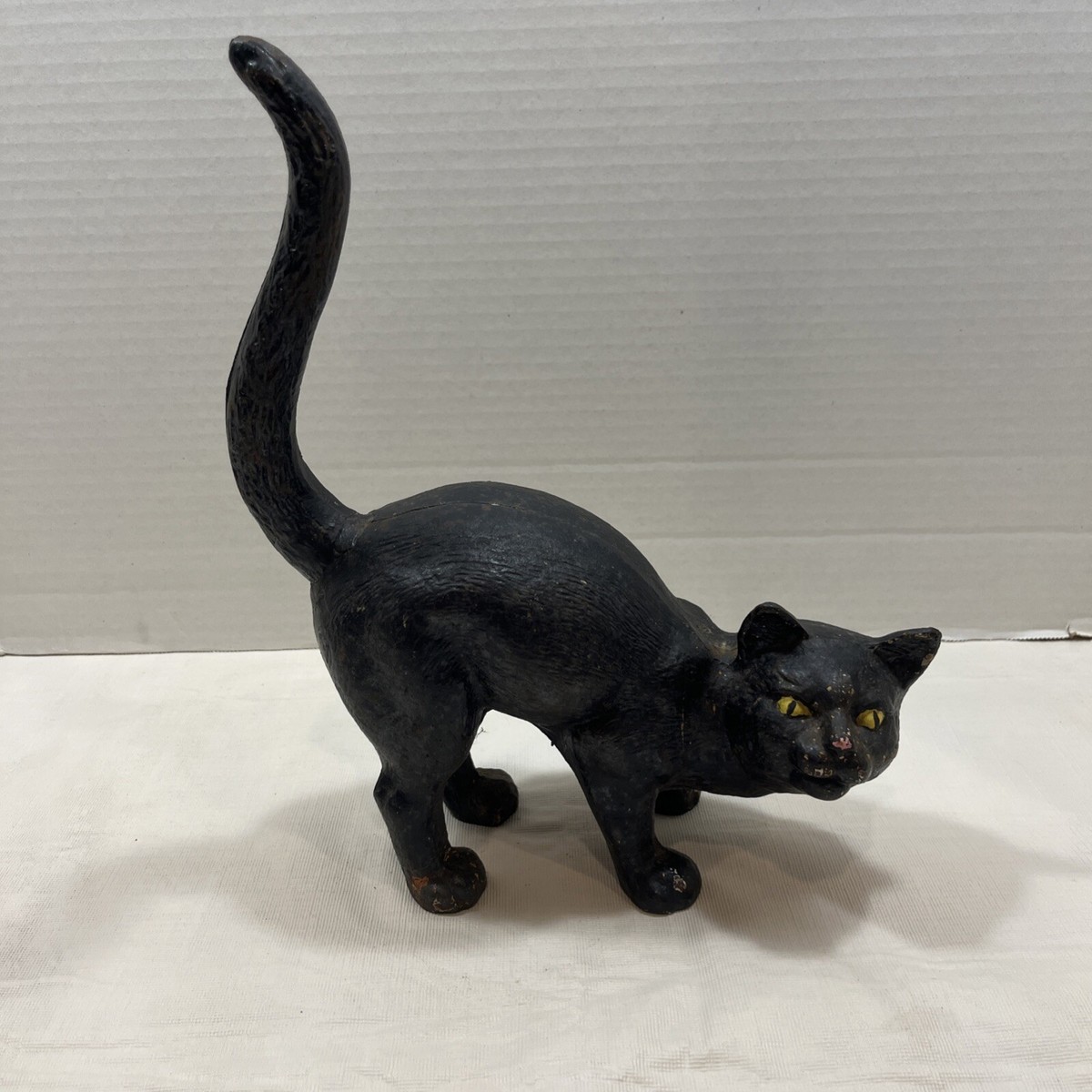 Vintage Hubley Style Hunchback Black Cat Cast Iron Mold Door Stop