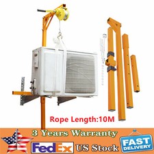A/C AC Air Conditioner External Unit Lifting Tool Set w/ Hanger Pulley 10m Ropes