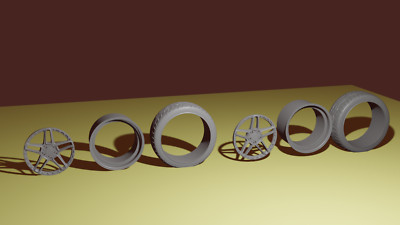 1/18 AC Schnitzer Wheels Type 3 Tires/Brake Discs for diorama diecast UNPAINTED