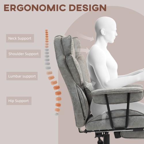 Massage Executive Office Chair 400LBS Office Chair Computer Desk Chair Gray - Picture 7 of 9
