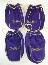 Crown Royal Bags, 12in, Drawstring, Purple, Gold, Velvet, (LOT OF 4)