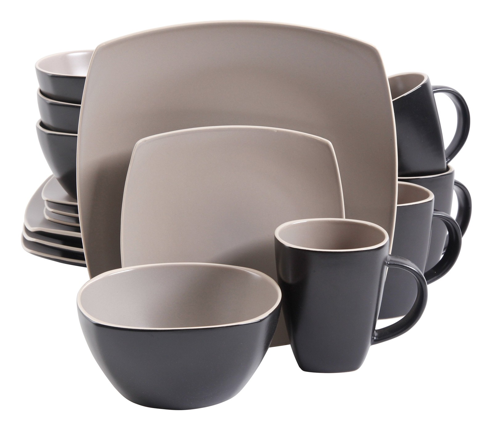 Gibson Elite Soho Lounge Dinnerware Set, for 4 (16pcs), Matt