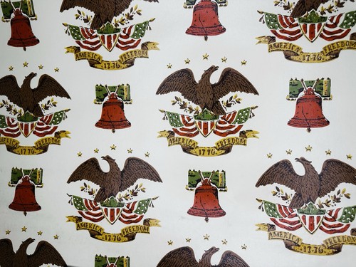 VTG 1976 Bicentennial Eagle Liberty Bell Patriotic Wallpaper Roll Americana USA