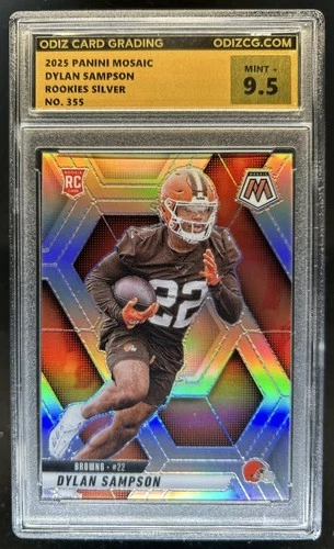 2025 Panini Mosaic Dylan Sampson Rookies RC Silver Prizm #355 Browns OCG 9.5