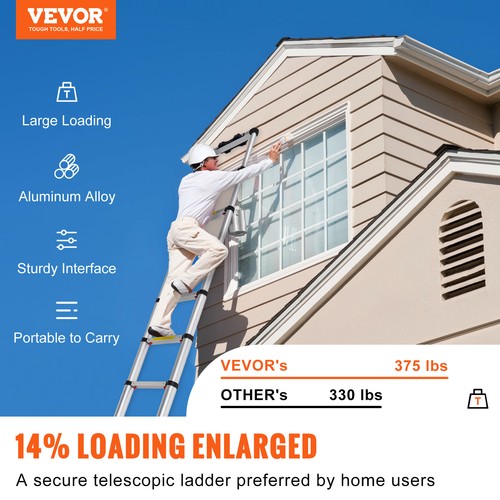VEVOR Telescoping Ladder Aluminum Extension Step 10.5 ft Multi-purpose Portable - Picture 2 of 12