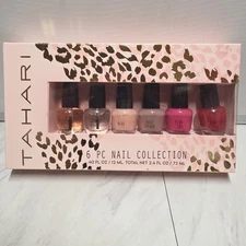 Tahari 6 Pc Nail Polish Collection, 4 Colors, 1 Top Coat, 1 Cuticle Oil
