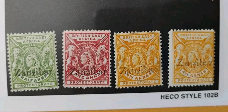 ZANZIBAR SET 4 BRITISH EAST AFRICA 1/2 ANNA,ONE,& 4 1/2,MINT HINGED - Image 2 of 4