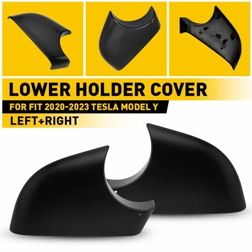 Left Right Rearview Mirror Cover Lower Holder Black For 2020-2023 Tesla Model Y