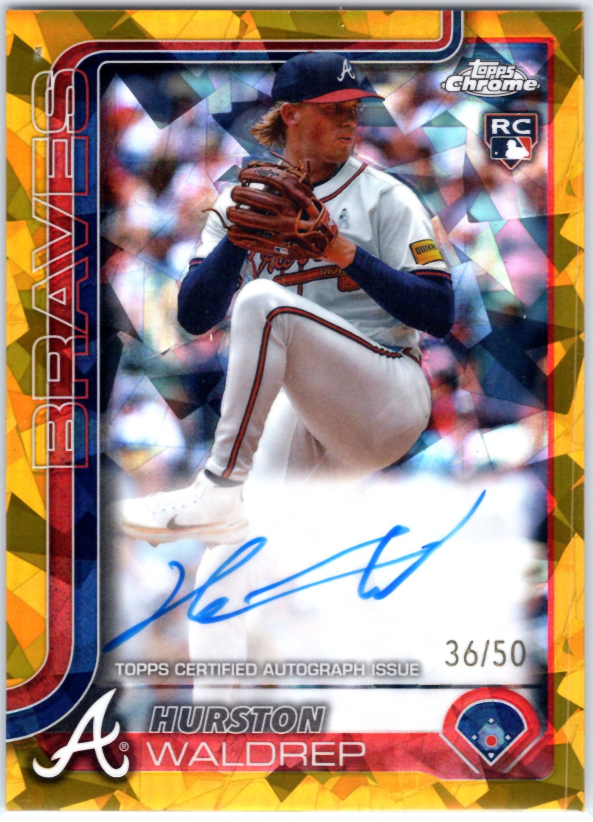 2025 Topps Chrome Sapphire Edition #RA-HW Hurston Waldrep Rookie Auto Gold #/50