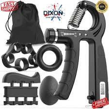 Grip Strength Trainer Kit 5 Pack – Adjustable Hand Exerciser 22–220 lbs Black