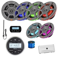 JBL Marine Gauge BT Radio,Remote, 2x 6.5" LED  4x 8" LED Speaker, Amp, ANT,Wire