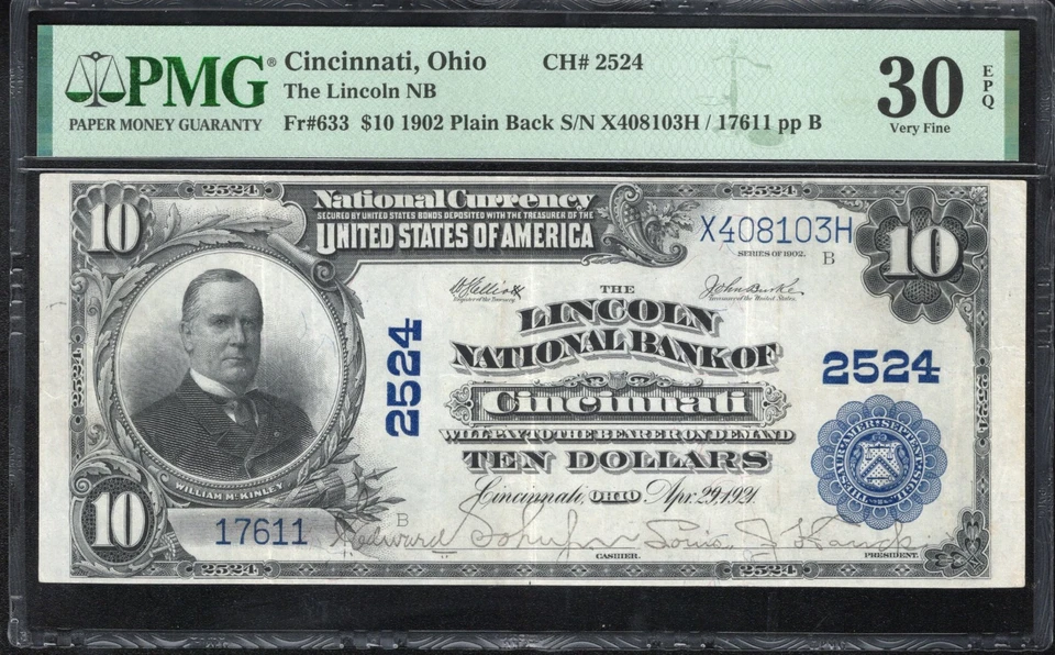 1902 $5 CINCINNATI, OH LINCOLN NATIONAL BANK PMG 30 EPQ 17611 - Image 2 of 3