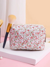 Storage Organizer Floral Puffy Quilted Makeups Bags Flower Printed Cosmetic Pouc