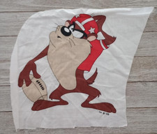 looney tunes taz football fun fabric large piece 8 x 7.5 inch new