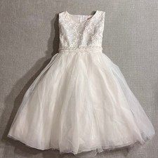 White Sequin Lace Flower Girl Dress 3-4T Toddler Kids Formal Party Occasion