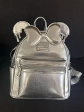 Minnie Mouse Disney 100 ~ Platinum Silver Loungefly ~ Mini Backpack