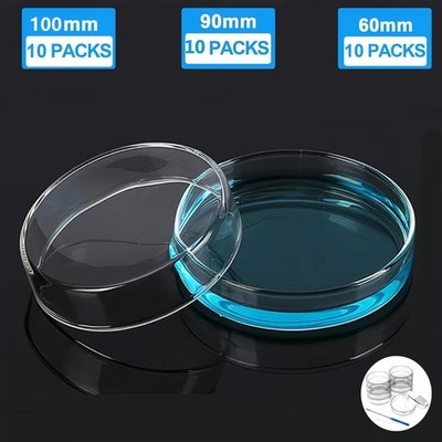60/90/100mm Glass Petri Dishes with Lids Autoclavable Lab Petri Plates Reusable