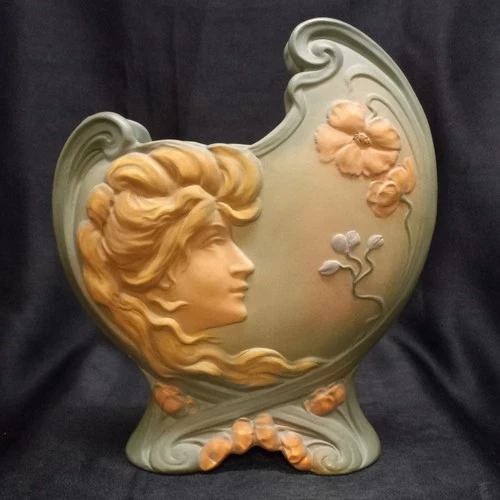 WELLER  ART NOUVEAU ART POTTERY NAUTILUS SHELL PILLOW VASE FREDERICK  RHEAD