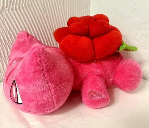 8" Pink Bulbasaur Red Rose Flower Valentines Day Plush Stuffed Animal Pokemon - Picture 3 of 9