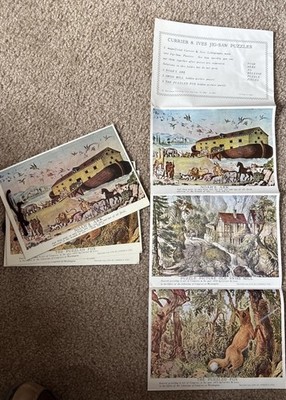 VTG Currier And Ives Jigsaw Puzzles Noah s Ark Swiss Mill The Puzzled Fox