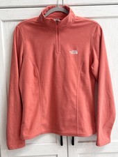 Women's North Face TKA Glacier 100 Orange Fleece 1/4 Zip Pullover Size Medium
