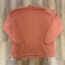 VTG Pronto Moda Terracotta Orange Textured Knit Cotton Sweater Mens XL USA Made