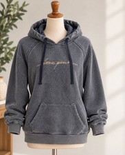 Victoria  s Secret PINK Sherpa Fleece Hoodie Small Washed Blue Oversized Pullover