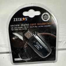 Zeikos ZE-SDR5 USB 2.0 SD/SDHC/MMC Card Reader/Writer Zeikos Blk New NIP 