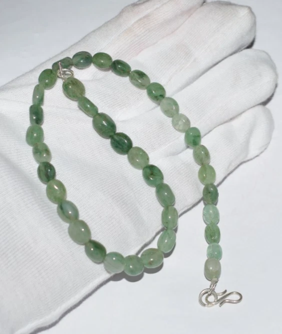 Naturale Avventurina Gemma Argento Sterling Collana 30 " Stringa Liscio Perline - Immagine 3 di 4