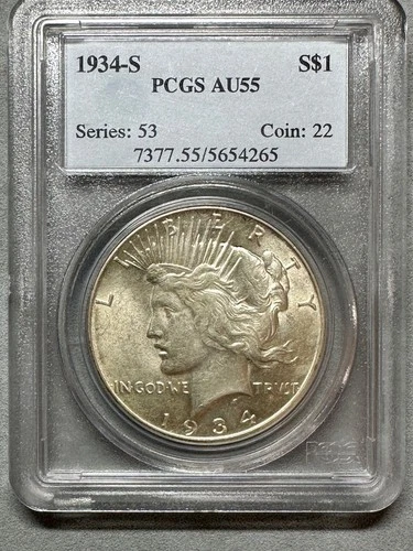 1934-S  PEACE DOLLAR  PCGS  AU55   TOUGH KEY DATE
