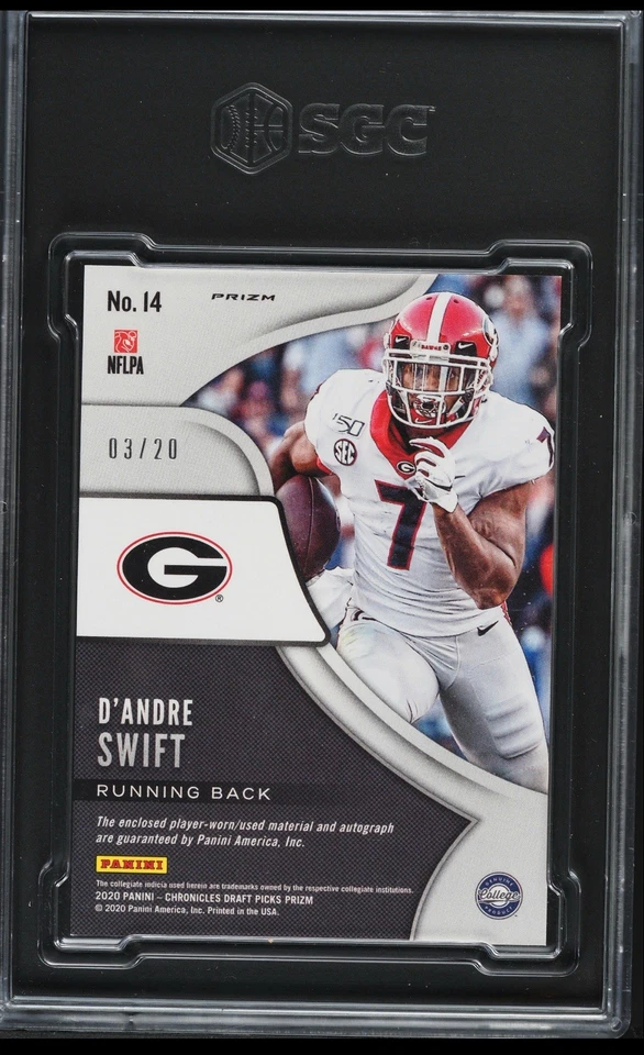Panini Chronicles Draft Picks 2020 D’Andre Swift parche de novato automático SGC 9 automático 10 Foto 2 de 2