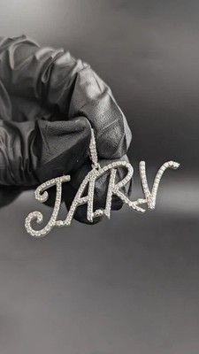 2.40Ct Round Cut Real Moissanite Custom Letter Pendant 14K White Gold Plated
