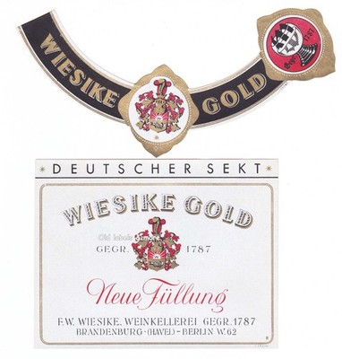 x4805 BRANDENBURG  F.W. Wiesicke SEKT  GOLD  Etikett sparkling wine label
