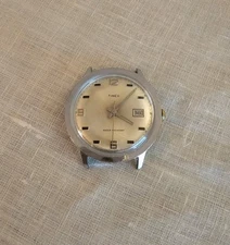 Cool Vintage '72 Timex Marlin W/ Date Mechanical Wind Up Watch 34mm